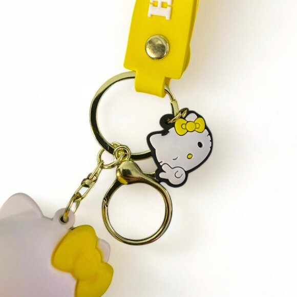 NEW - Sanrio Hello Kitty Keychain Plush Silicone Doll Charm Bag Anime - YELLOW - Picture 2 of 4